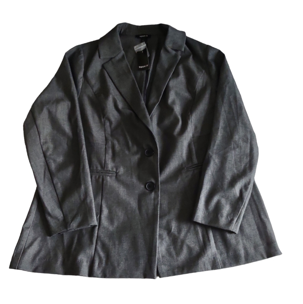 NWT Torrid 1X Grey Studio Luxe Long Line Blazer Jacket